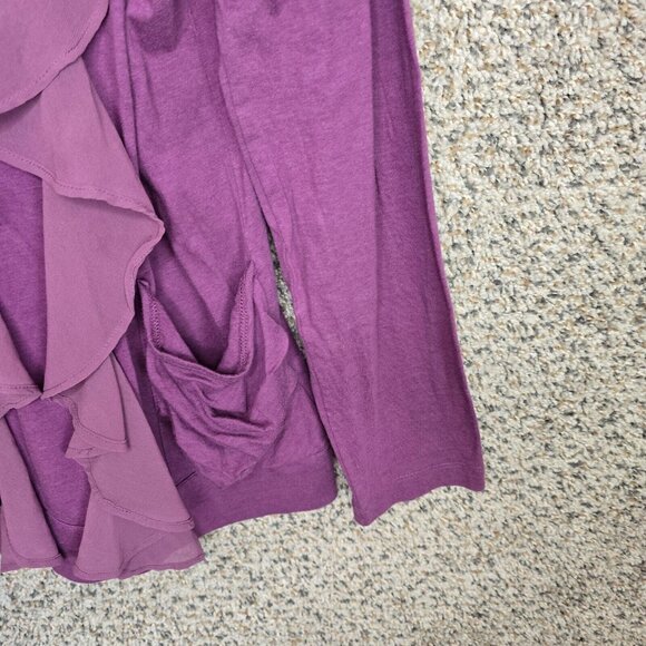 LOGO Lori Goldstein Cardigan Womens Medium Purple Button Up Ruffle Casual Ladies - Picture 2 of 7